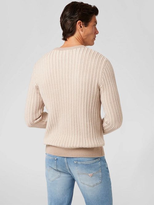 Guess Emmanuel Ribbed Sweater Bej | GUESS-SN31071