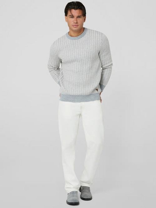 Guess Emmanuel Ribbed Sweater Gri | GUESS-SN31015