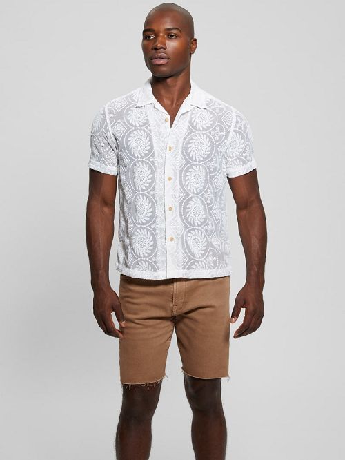 Guess Emory Embroidery Shirt Albi | GUESS-SN31275