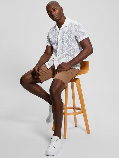 Guess Emory Embroidery Shirt Albi | GUESS-SN31275