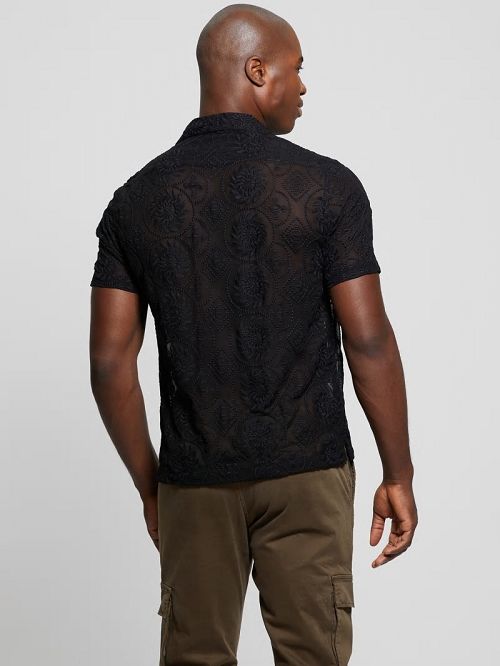 Guess Emory Embroidery Shirt Negrii | GUESS-SN31280
