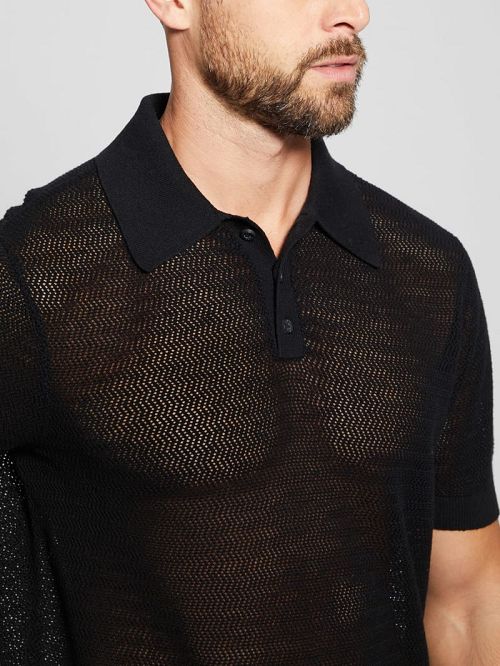 Guess Eric Herringbone Polo Negrii | GUESS-SN31104