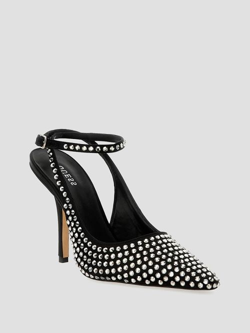 Guess Estar Rhinestone Sling-Back Pumps Negrii | GUESS-SN29856