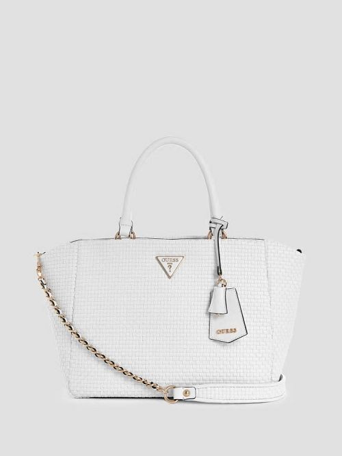 Guess Etel Woven Girlfriend Satchel Albi | GUESS-SN29212