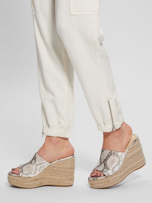 Guess Evba Embossed Espadrille Sandals Bej | GUESS-SN29616