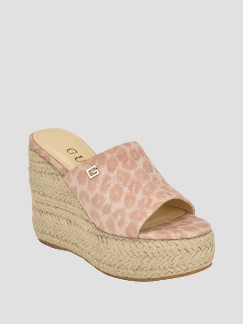 Guess Evba Wrapped Espadrille Wedges Bej | GUESS-SN29836