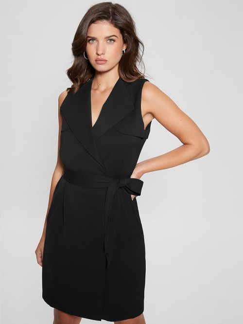 Guess Everly Trench Dress Negrii | GUESS-SN26867