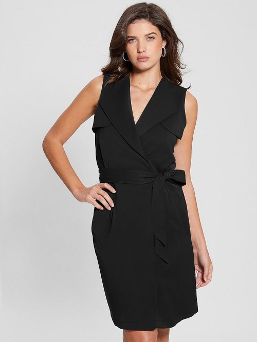 Guess Everly Trench Dress Negrii | GUESS-SN26867