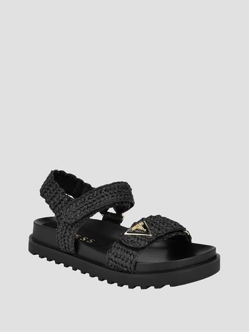 Guess Fabrica Woven Sandals Negrii | GUESS-SN29715