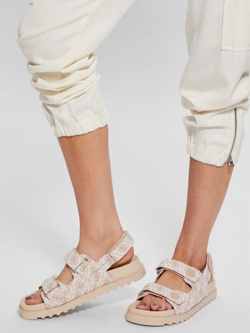 Guess Fadey Signature Sandals Bej | GUESS-SN29718