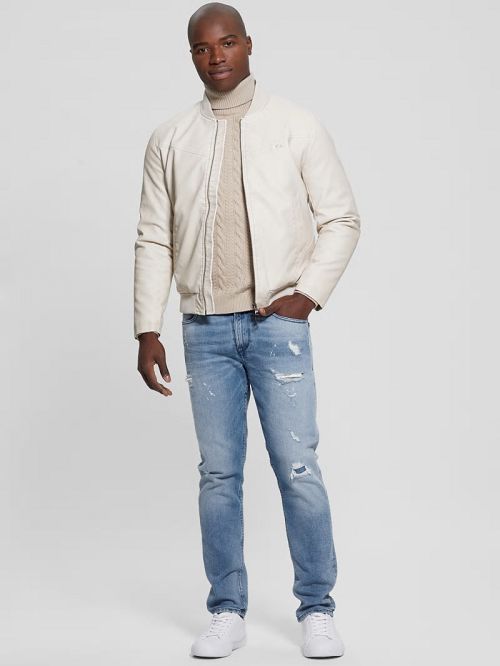 Guess Faux-Leather Aviator Jacket Albi | GUESS-SN30769