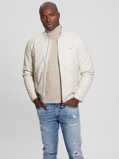 Guess Faux-Leather Aviator Jacket Albi | GUESS-SN30769