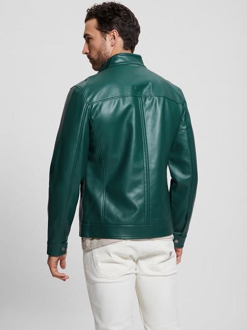 Guess Faux-Leather Biker Jacket Verzi | GUESS-SN30839