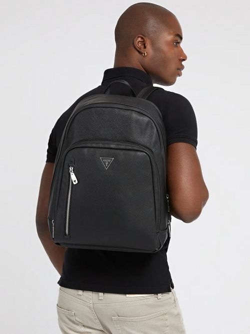 Guess Faux-Leather Saffiano Backpack Negrii | GUESS-SN31729