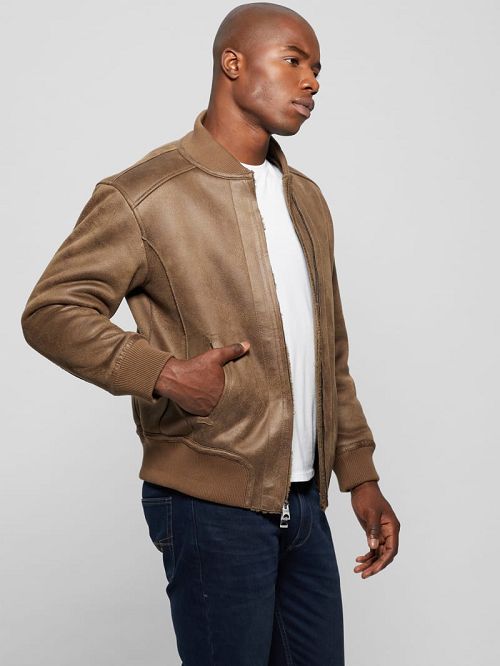 Guess Faux-Suede Aviator Jacket Maro | GUESS-SN30820
