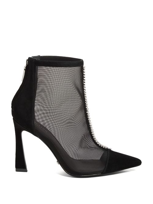 Guess Fearne Embellished Mesh Ankle Bootie Negrii | GUESS-SN29889