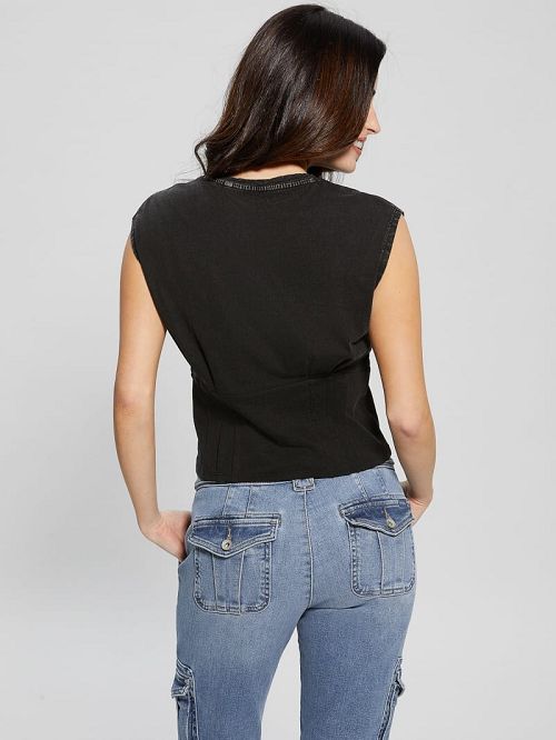 Guess Ferocious Corset Tee Negrii | GUESS-SN27058