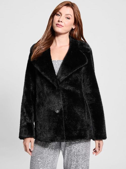 Guess Filomena Faux-Fur Jacket Negrii | GUESS-SN27989