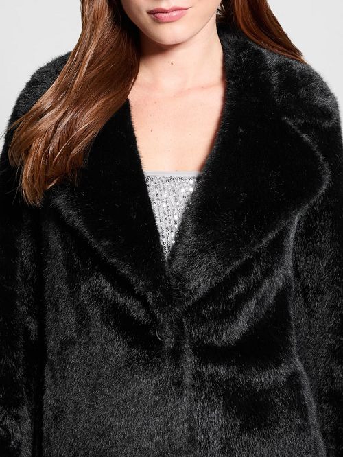 Guess Filomena Faux-Fur Jacket Negrii | GUESS-SN27989