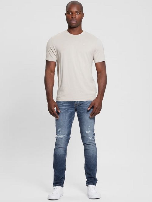 Guess Finnley Distressed Tapered Jeans Albastri | GUESS-SN30421