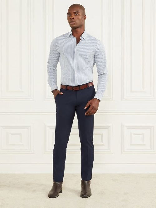 Guess Formal Button-Up Shirt Albastri | GUESS-SN31188