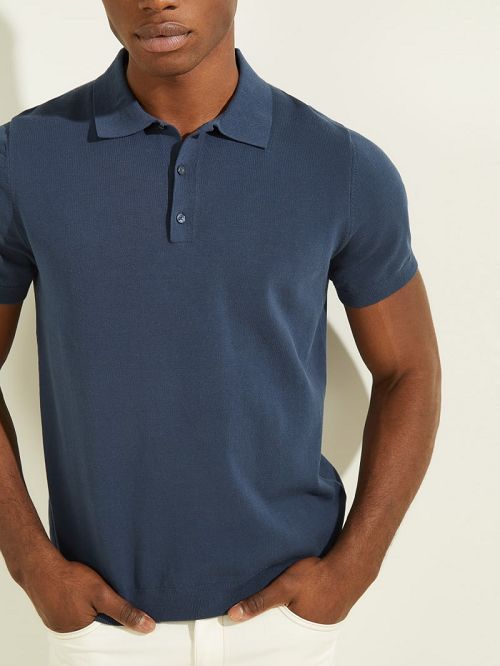 Guess Formal Performance Sweater Polo Albastri | GUESS-SN30964