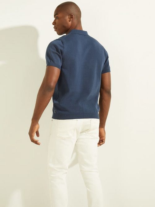 Guess Formal Performance Sweater Polo Albastri | GUESS-SN30964