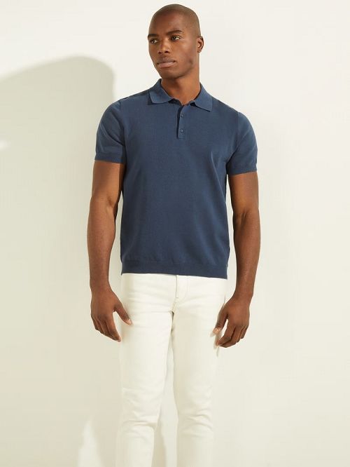 Guess Formal Performance Sweater Polo Albastri | GUESS-SN30964