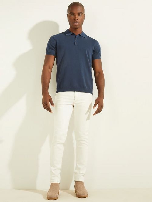 Guess Formal Performance Sweater Polo Albastri | GUESS-SN31075
