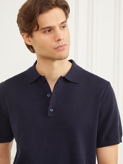 Guess Formal Performance Sweater Polo Albastri | GUESS-SN31142