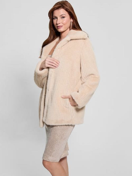 Guess Francesca Faux-Fur Coat Bej | GUESS-SN27985