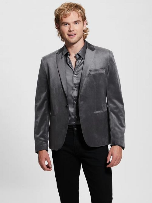 Guess Fulham Velvet Blazer Gri | GUESS-SN30870