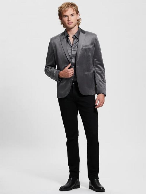 Guess Fulham Velvet Blazer Gri | GUESS-SN30870
