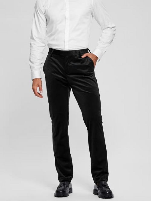 Guess Fulham Velvet Slim Trousers Negrii | GUESS-SN31428