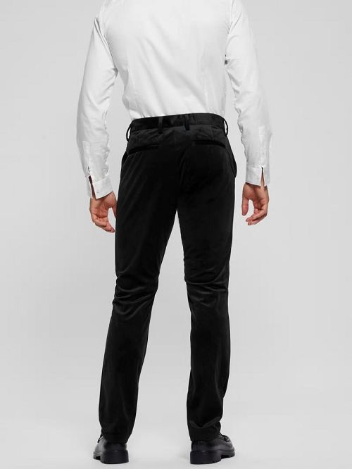 Guess Fulham Velvet Slim Trousers Negrii | GUESS-SN31428