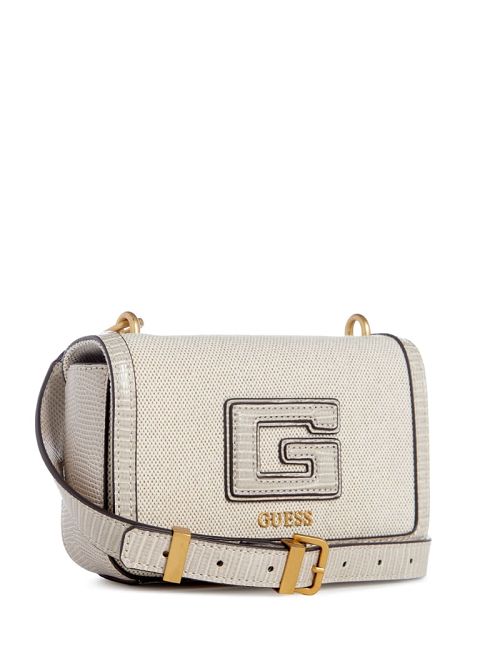 Guess G Status Snake-Embossed Mini Crossbody Gri | GUESS-SN28855