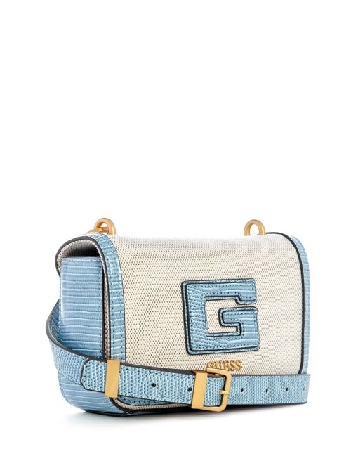 Guess G Status Snake-Embossed Mini Crossbody Gri | GUESS-SN28857