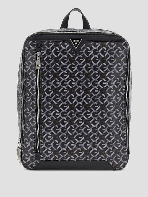 Guess G Woven Compact Squared Backpack Negrii | GUESS-SN29482