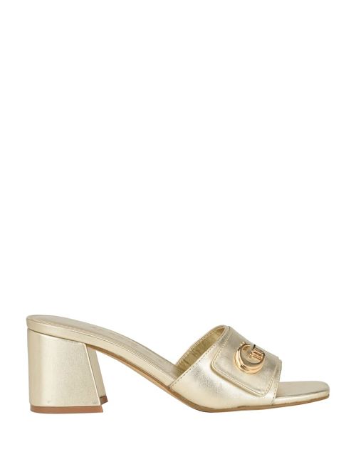 Guess Gallai Block Heel Mules Aurii | GUESS-SN29721