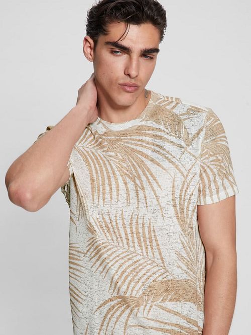 Guess Gauze Baja Palm Tee Bej | GUESS-SN30587