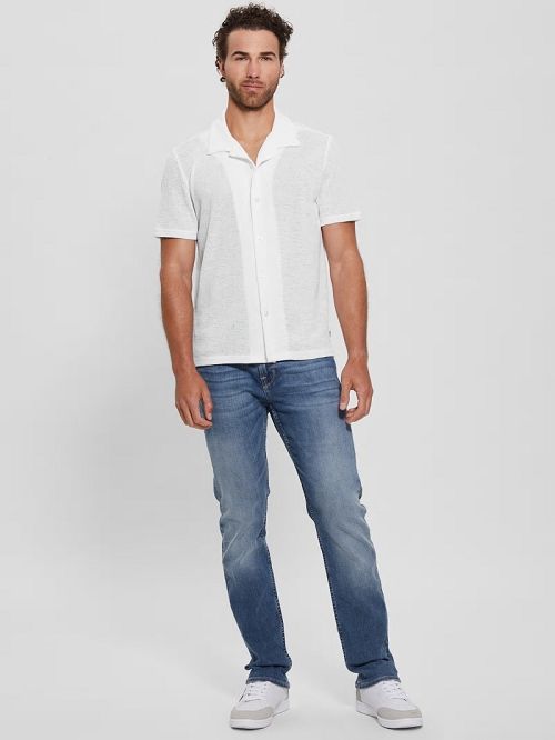 Guess Gauze Camp Shirt Albi | GUESS-SN31207