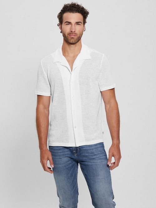 Guess Gauze Camp Shirt Albi | GUESS-SN31207