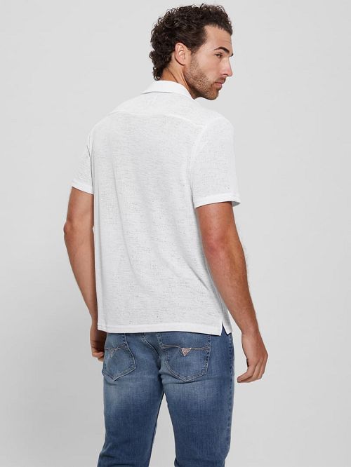 Guess Gauze Camp Shirt Albi | GUESS-SN31207