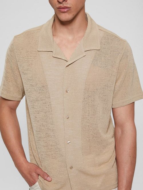 Guess Gauze Camp Shirt Bej | GUESS-SN31209