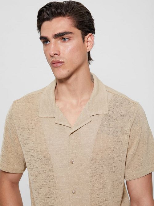 Guess Gauze Camp Shirt Bej | GUESS-SN31209