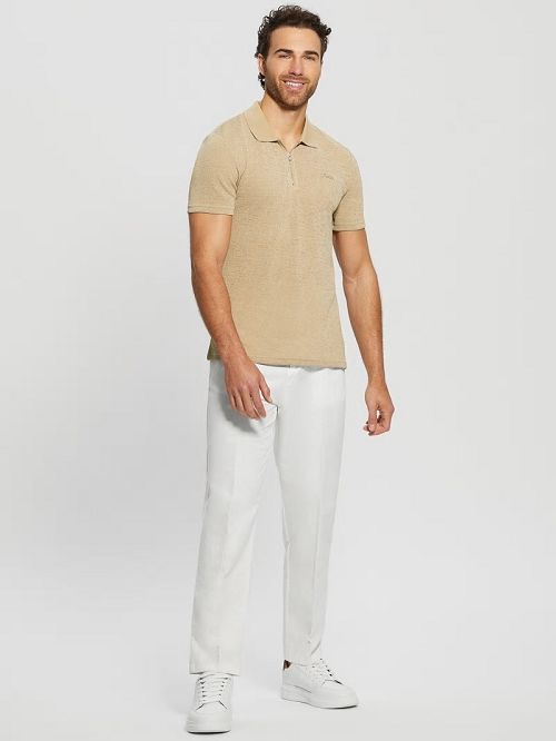 Guess Gauze Half-Zip Polo Bej | GUESS-SN31208