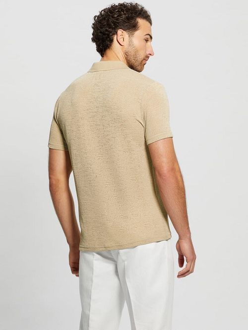 Guess Gauze Half-Zip Polo Bej | GUESS-SN31208