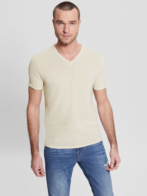 Guess Gauze V-Neck Tee Bej | GUESS-SN30544