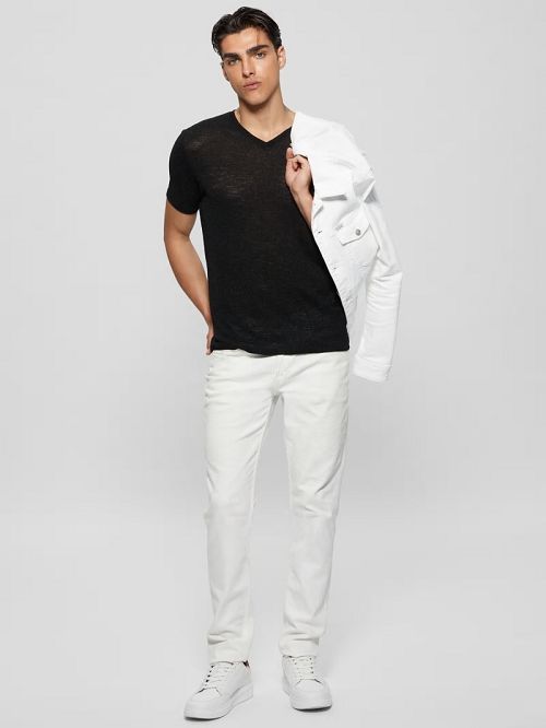Guess Gauze V-Neck Tee Negrii | GUESS-SN30547