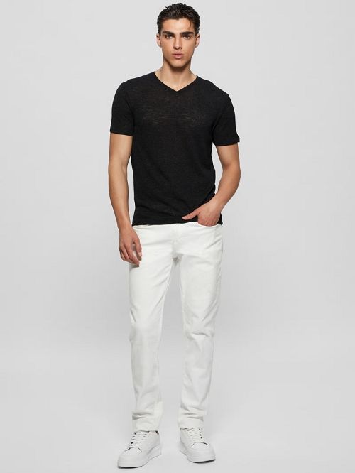 Guess Gauze V-Neck Tee Negrii | GUESS-SN30547